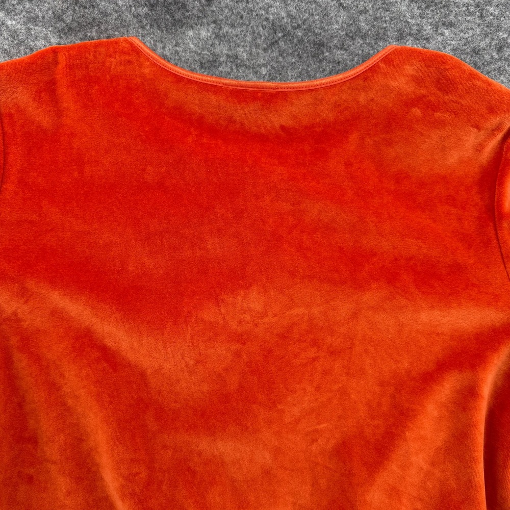 J. Jill Velour Cardigan Womens Large Orange Lace Velvet Trim Button Front Cotton - Picture 11 of 16